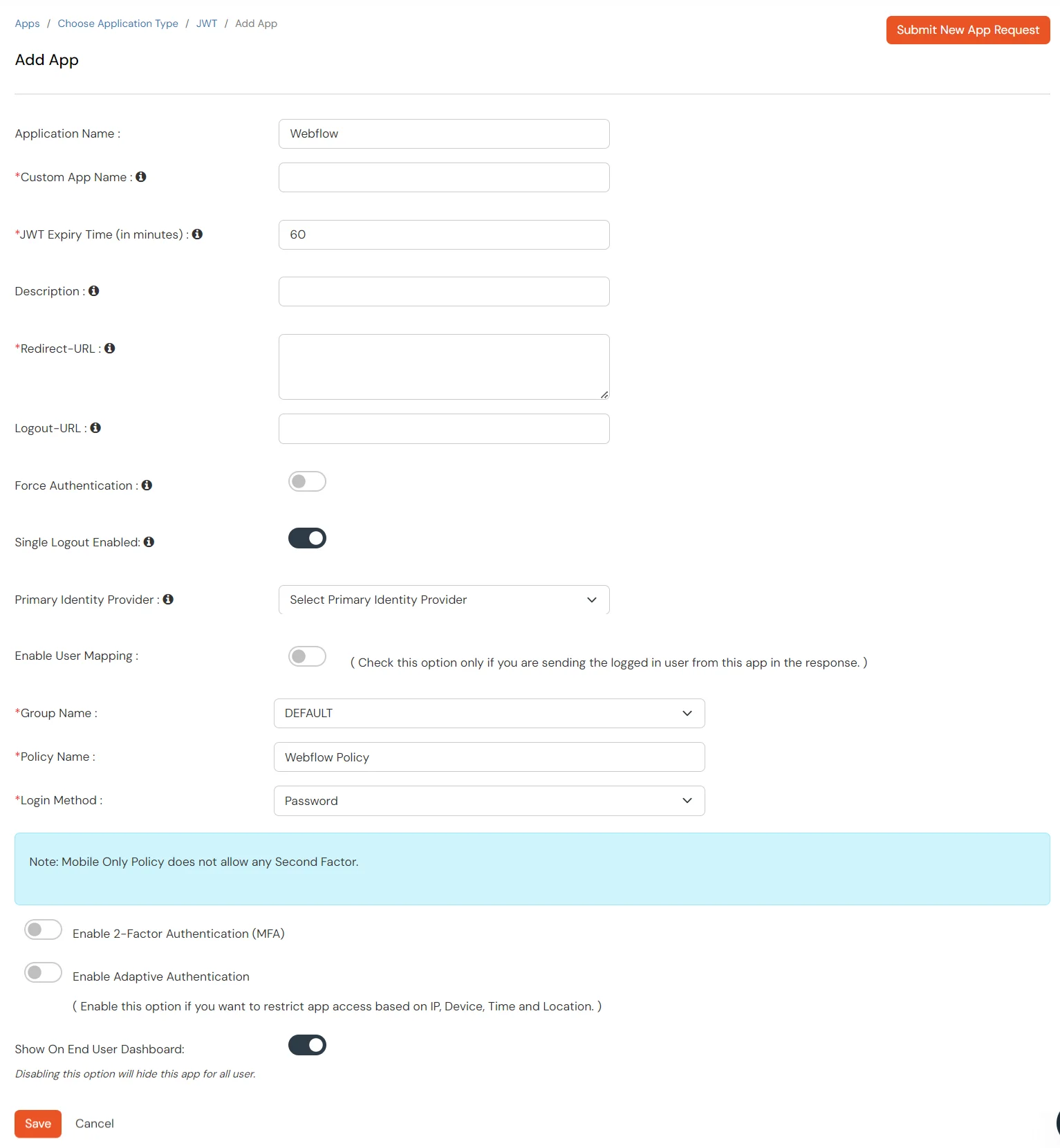 Webflow SSO: JWT app details