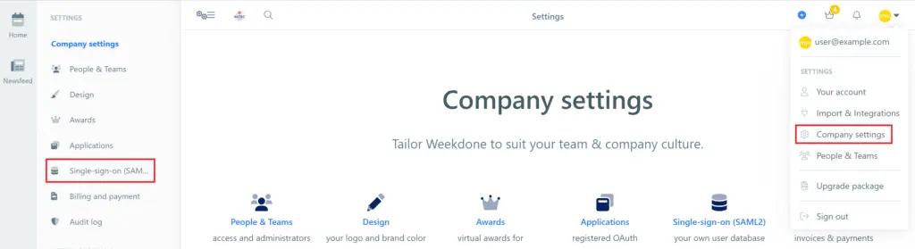 WeekDone Single Sign-On (sso)