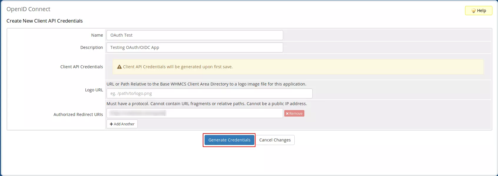 WHMCS Single Sign On (sso) Login : Configure New Client