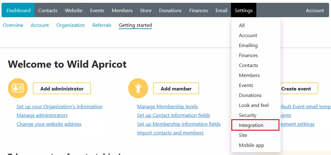 wild apricot sso: Select Integration