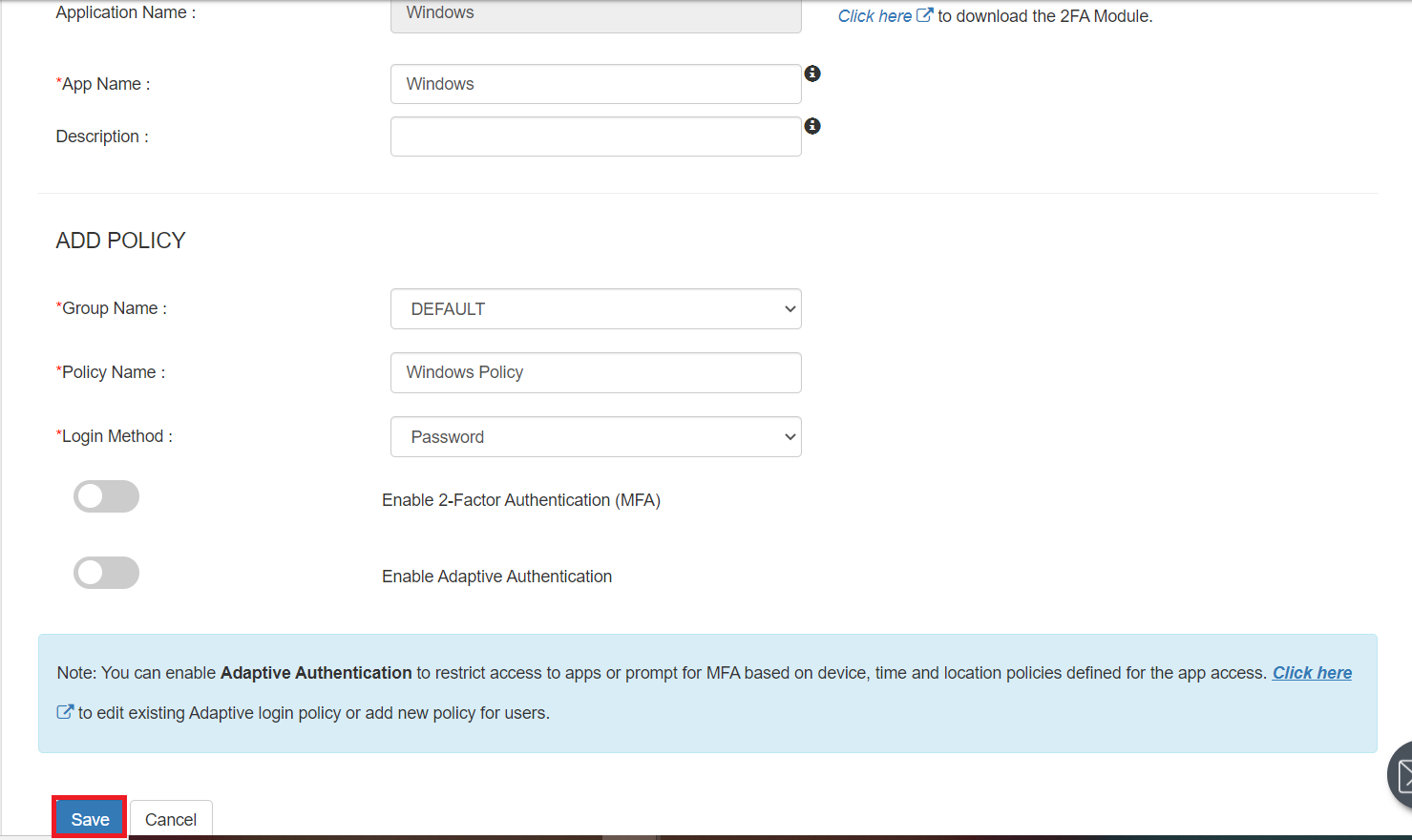 Save Windows Application for Two-Factor Authentication (2FA/MFA) login