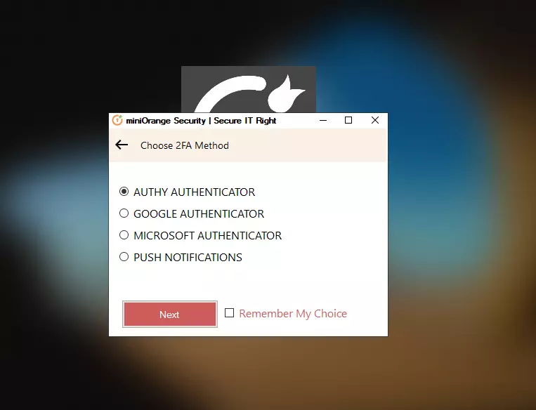 Select any of your configured 2FA/MFA for RDP Connection
