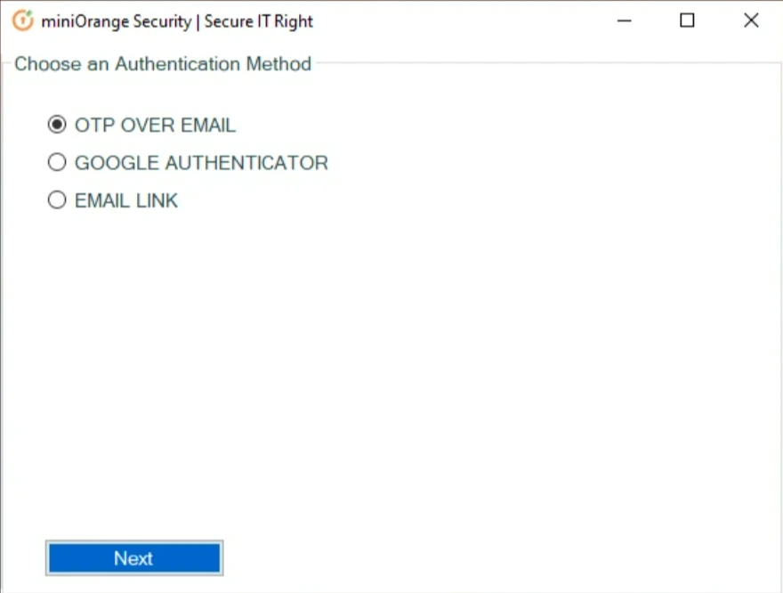 Windows 2FA/MFA OTP over email