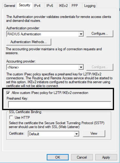 MFA/2FA Two-Factor Authentication for Windows VPN :  Allow custom IPSec policy for L2TP/IKEv2