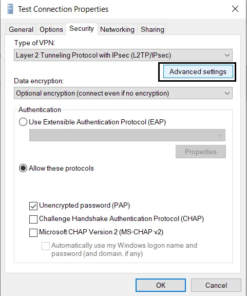 MFA/2FA Two-Factor Authentication for Windows VPN :  Advanced Settings