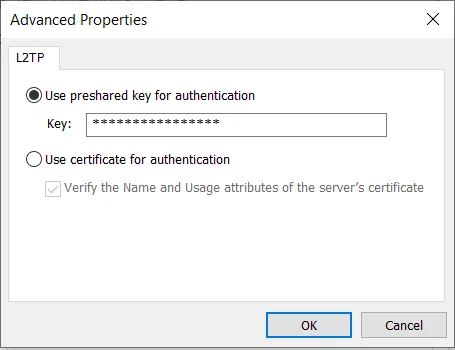 MFA/2FA Two-Factor Authentication for Windows VPN :  Enter the Preshared Key