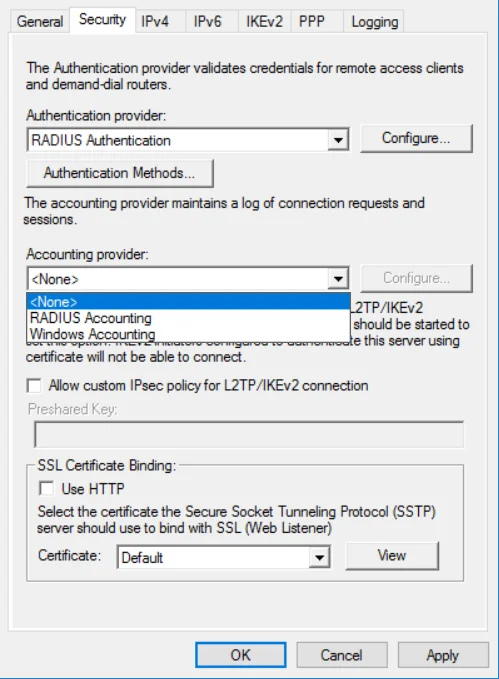 MFA/2FA Two-Factor Authentication for Windows VPN :  Accounting Provider