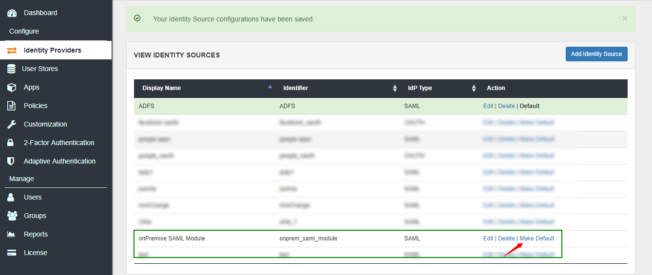 Make as Default Identity Source