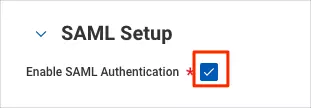 Workday two-factor authentication (2FA) : enable SAML authentication box