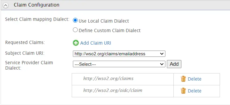 WSO2 sso: claims configuration