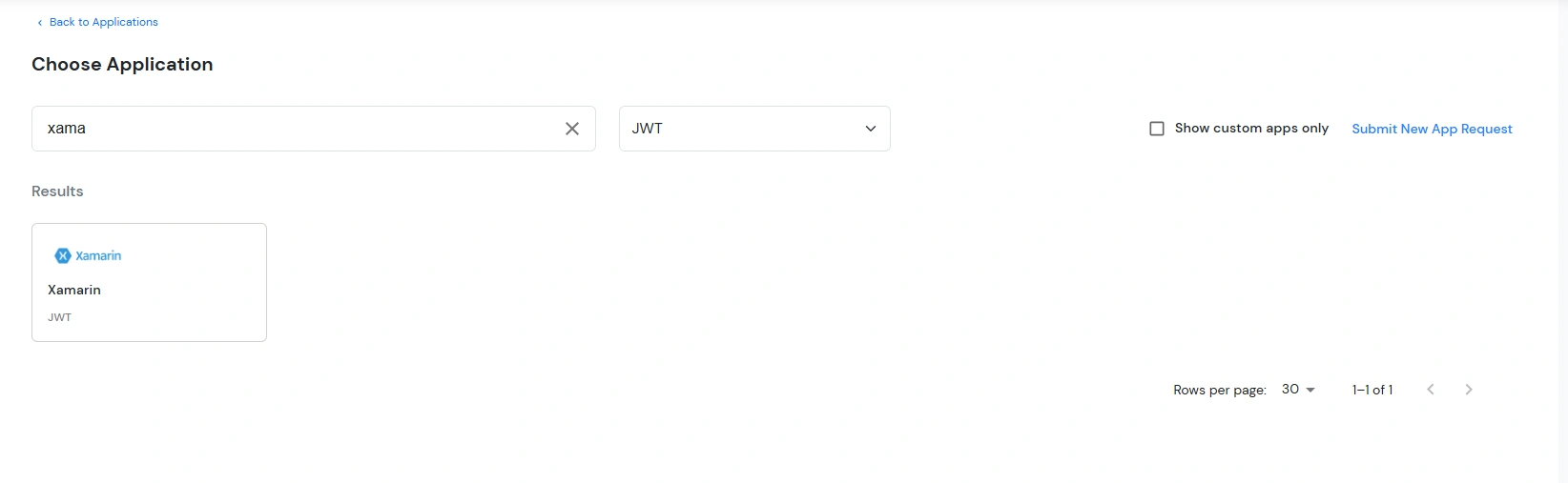 Configure JWT application: Search Xamarin JWT application
