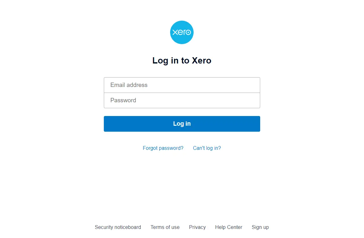 Xero Single Sign-On (sso) user login page 