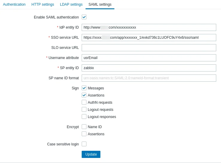 Zabbix two-factor authentication (2FA) : Import Metadata Values