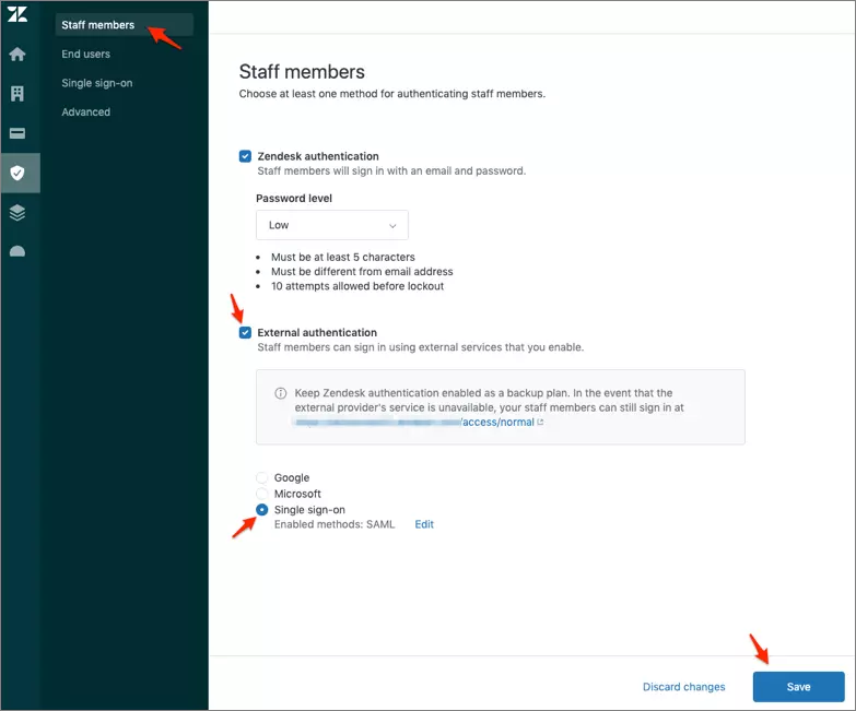 Zendesk enterprise two-factor authentication (2FA) : enter configuration details