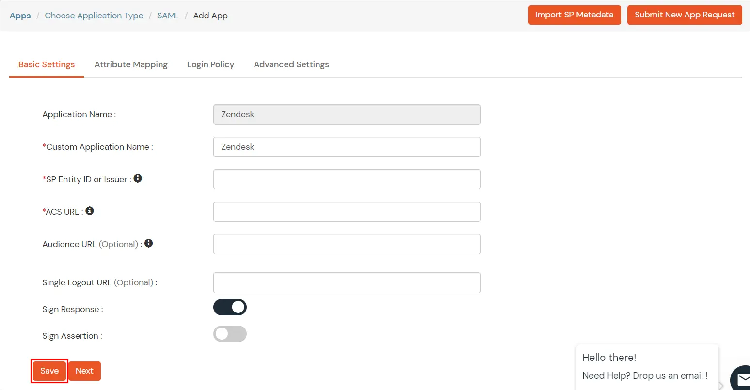 Zendesk SAML Single Sign-On (SSO) Add IdP basic settings