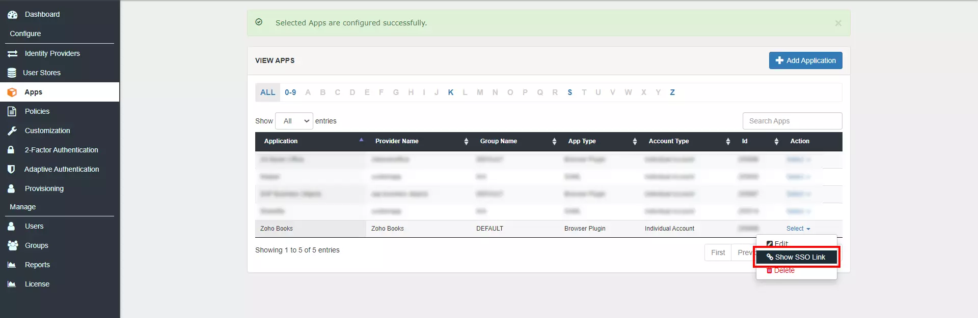 Zoho Books Single Sign On (sso) application link