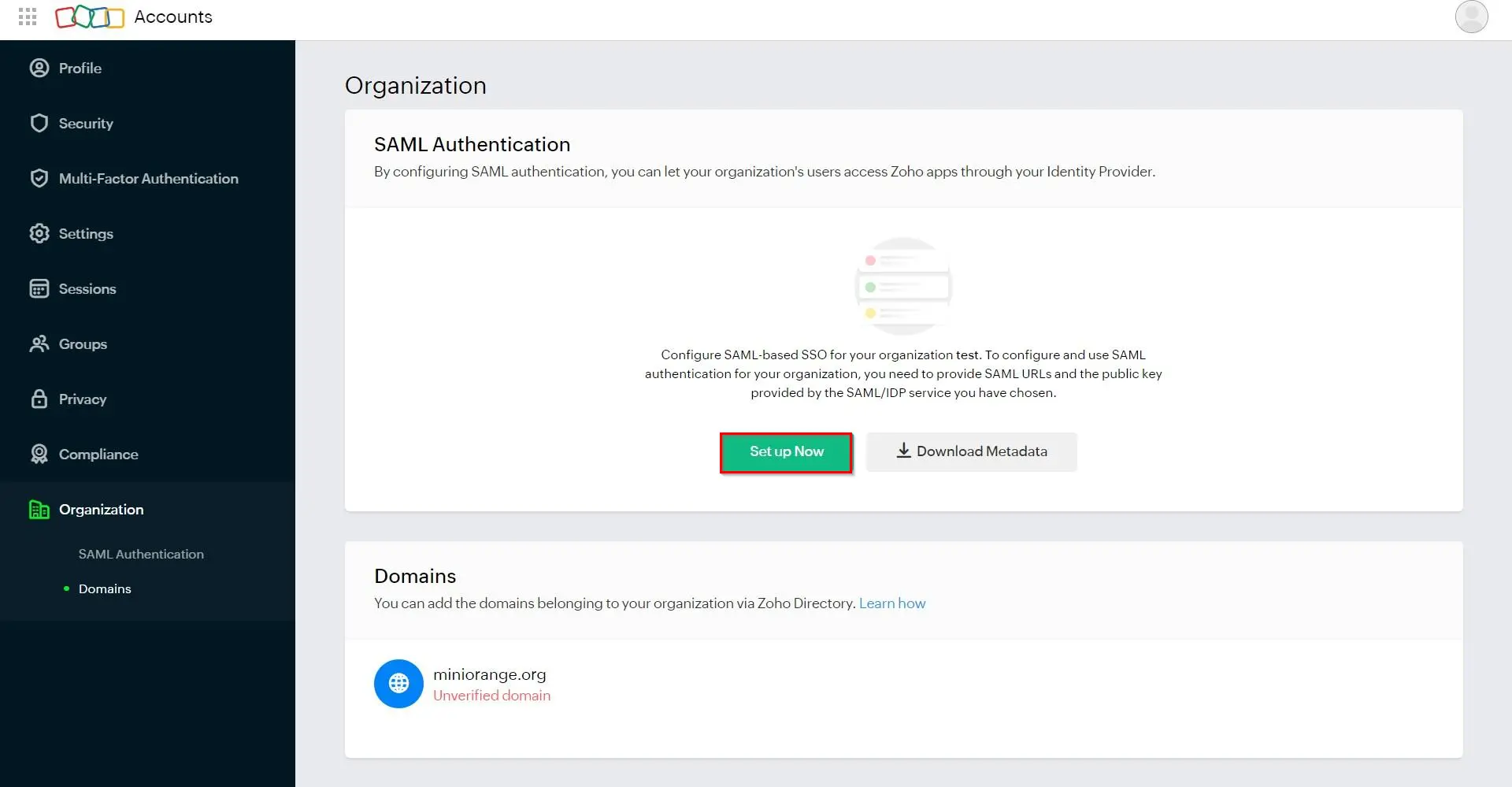 Zoho Directory Single Sign On (sso) configuration steps