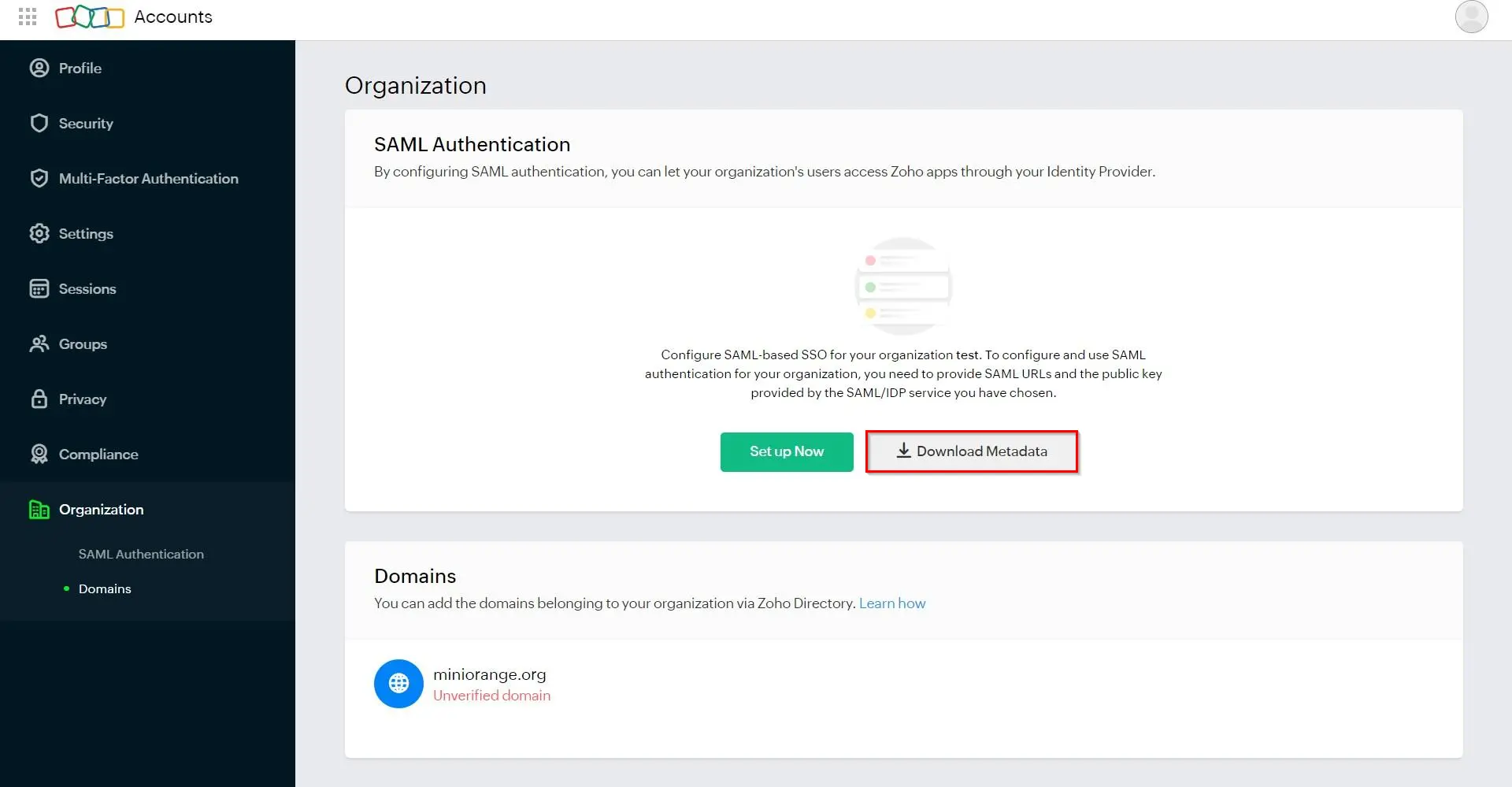 Zoho Books Metadata