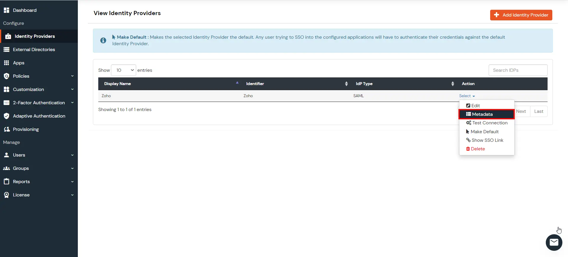 Zoho Single Sign-On (SSO) verify configuration