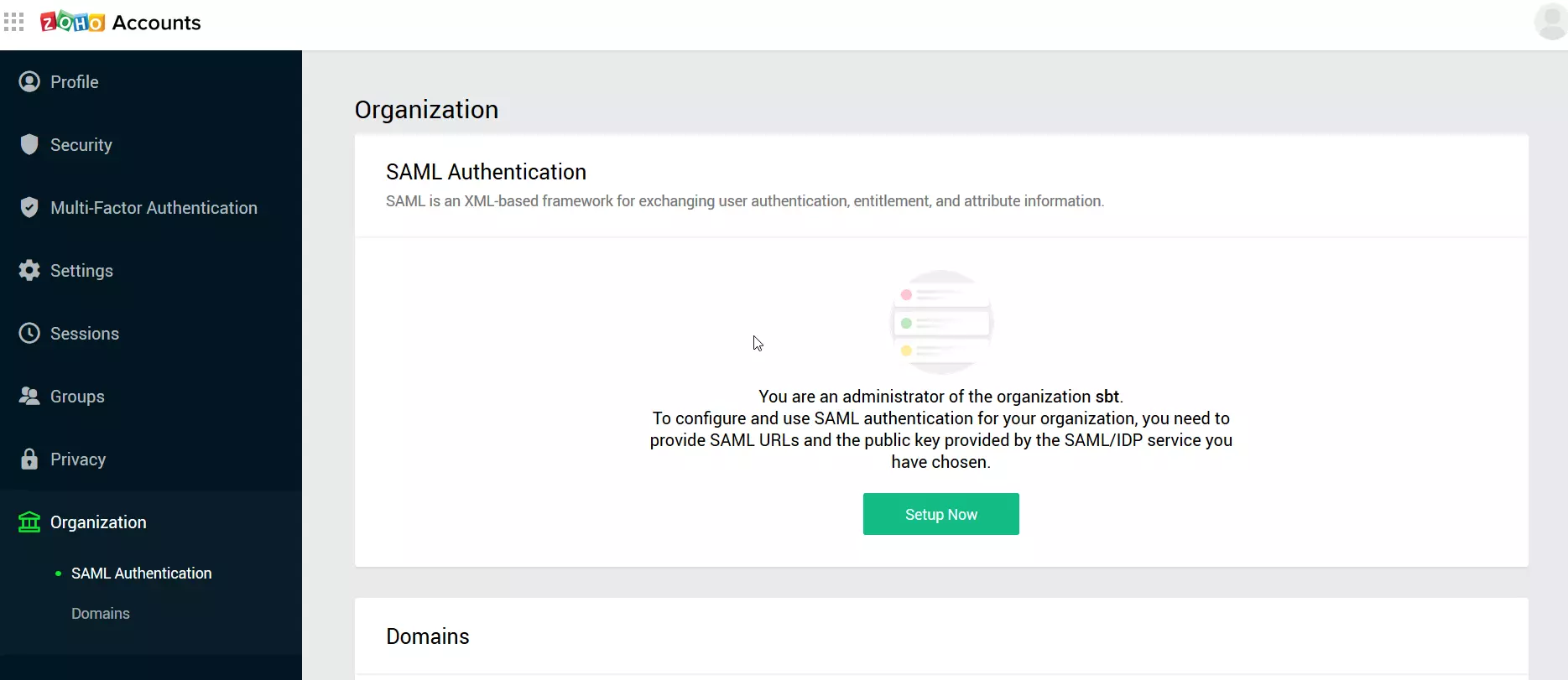 Zoho SAML Single Sign On (SSO) saml settings