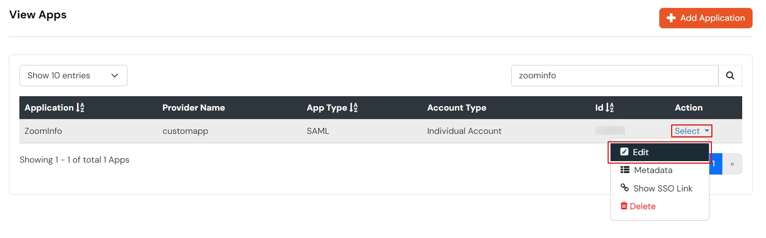 ZoomInfo Single Sign-On (SSO) Go to Apps and search for the app