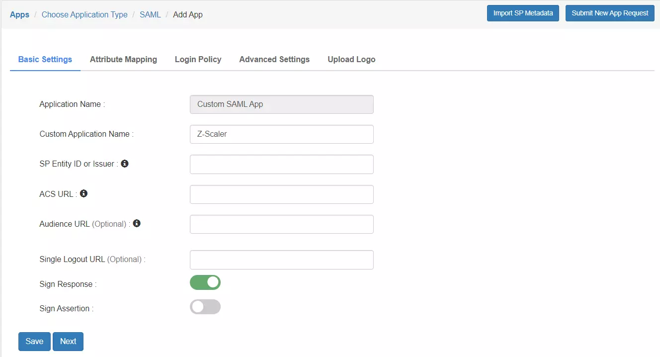 Z-Scaler Single Sign-On (sso) Add IDP