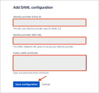 Atlassian Bitbucket Cloud SSO(Single Sign-On),Save SAML configuration