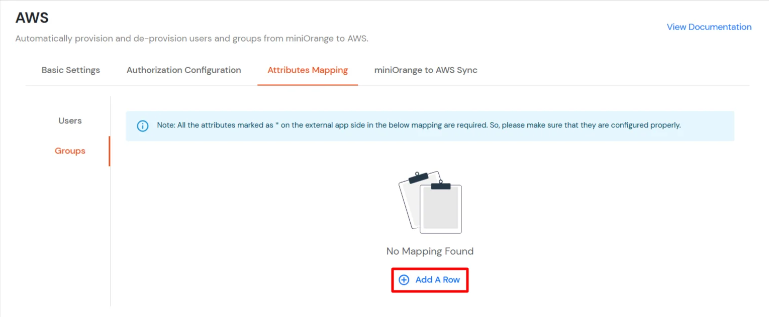 AWS SCIM Provisioning Switch to Group tab, click on Add A Row link