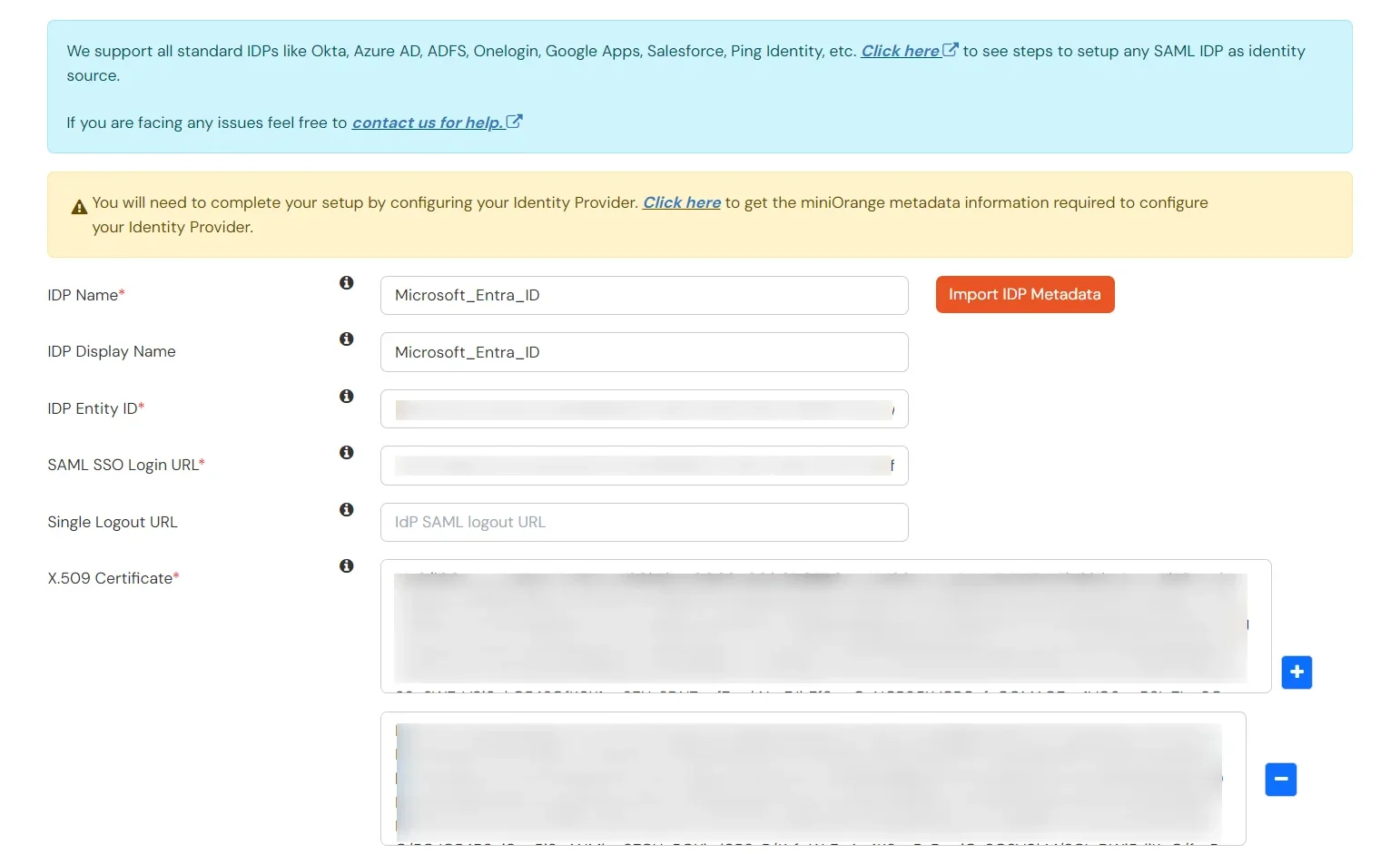 Configuring Microsoft Entra ID as IdP : SAML SSO Login URL and x.509 Certificate