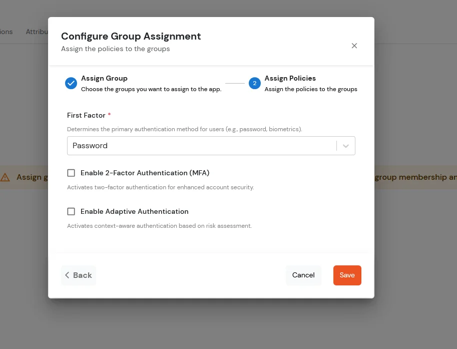 BigCommerce Single Sign-On (SSO): Select First Factor as Password