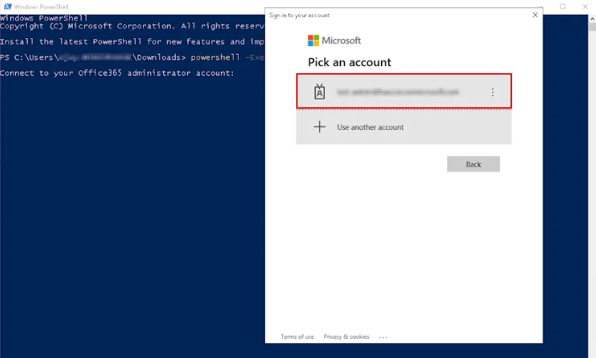 microsoft office365 CASB Office 365 admin account credentials prompt