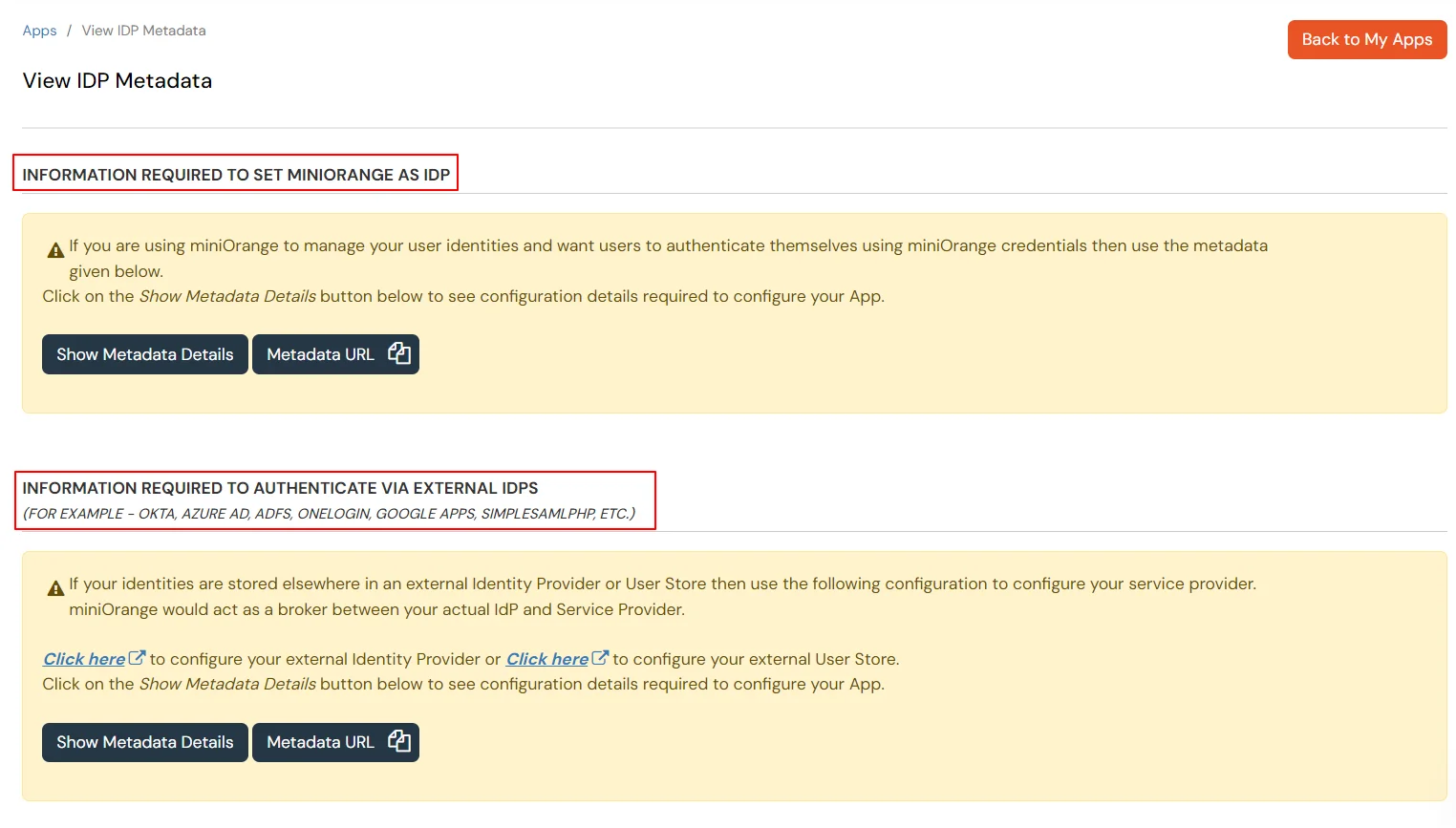 Configure SAP SuccessFactors Single Sign-On (SSO) Select Metadata details external IDP or miniOrange as IDP