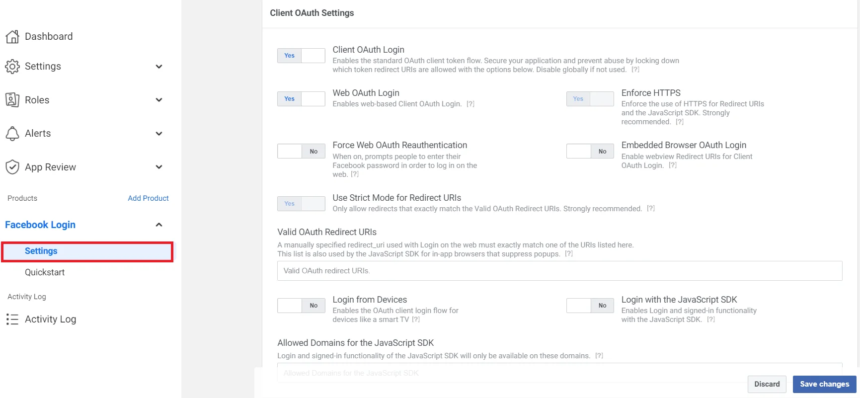 Aurelia Social Login SSO: Facebook: SSO login setting