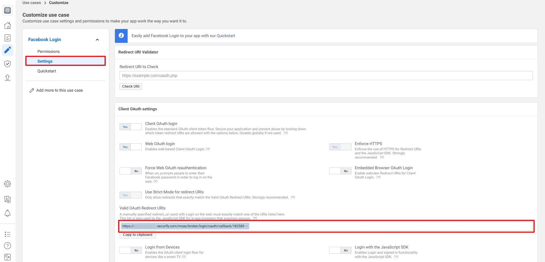Aurelia Social Login SSO: Facebook: SSO client oauth setting