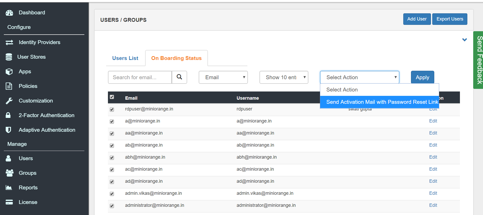 Google Workspace directory integration Send Activation to all