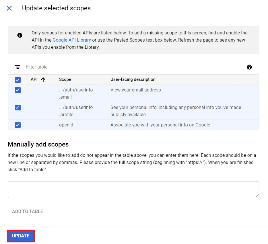 AureliaSSO: Update Selected Scope