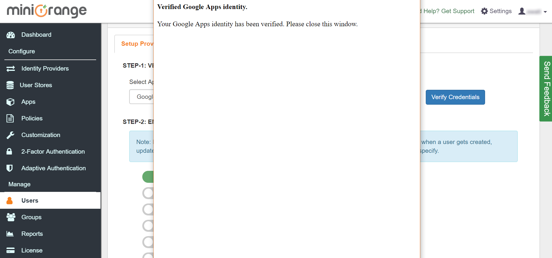 Google Workspaces directory integration Credentials Verified