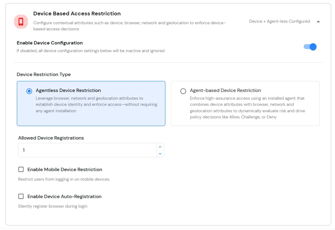 Adaptive Authentication for Freshdesk: Adaptive MFA Device Restriction