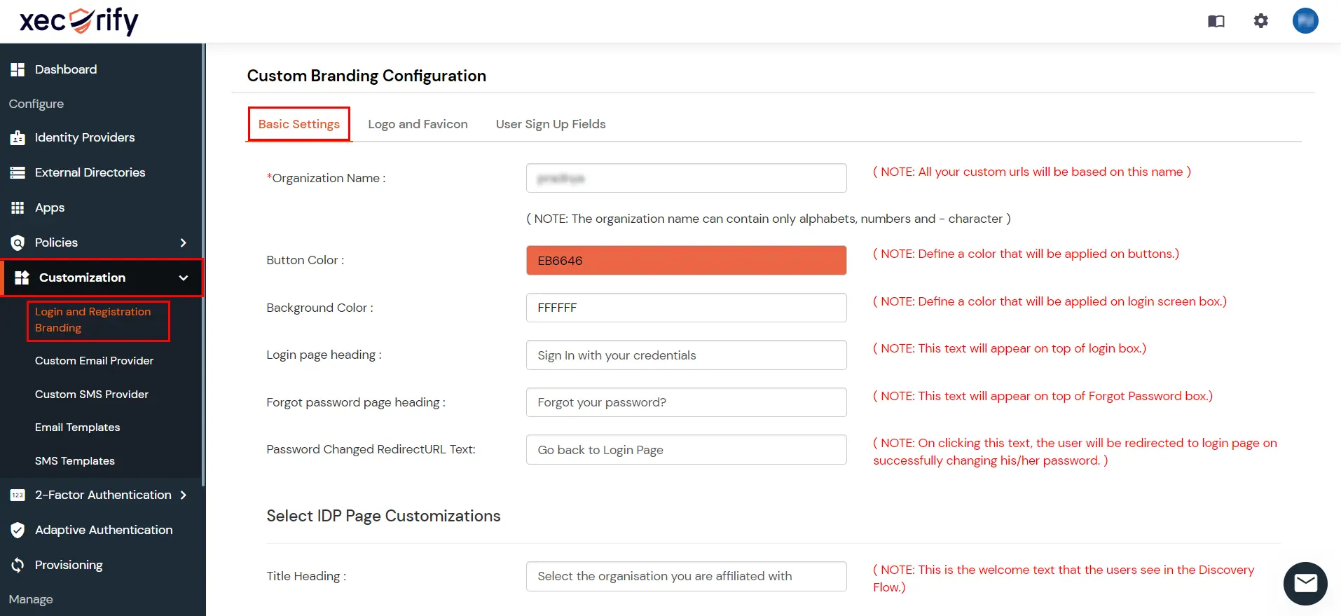 miniOrange Identity Platform Admin Handbook: customization