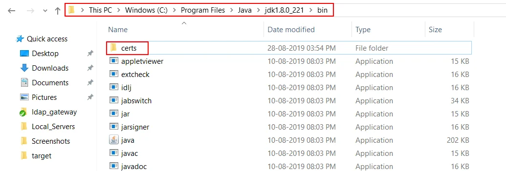 miniOrange ldap gateway create certs directory