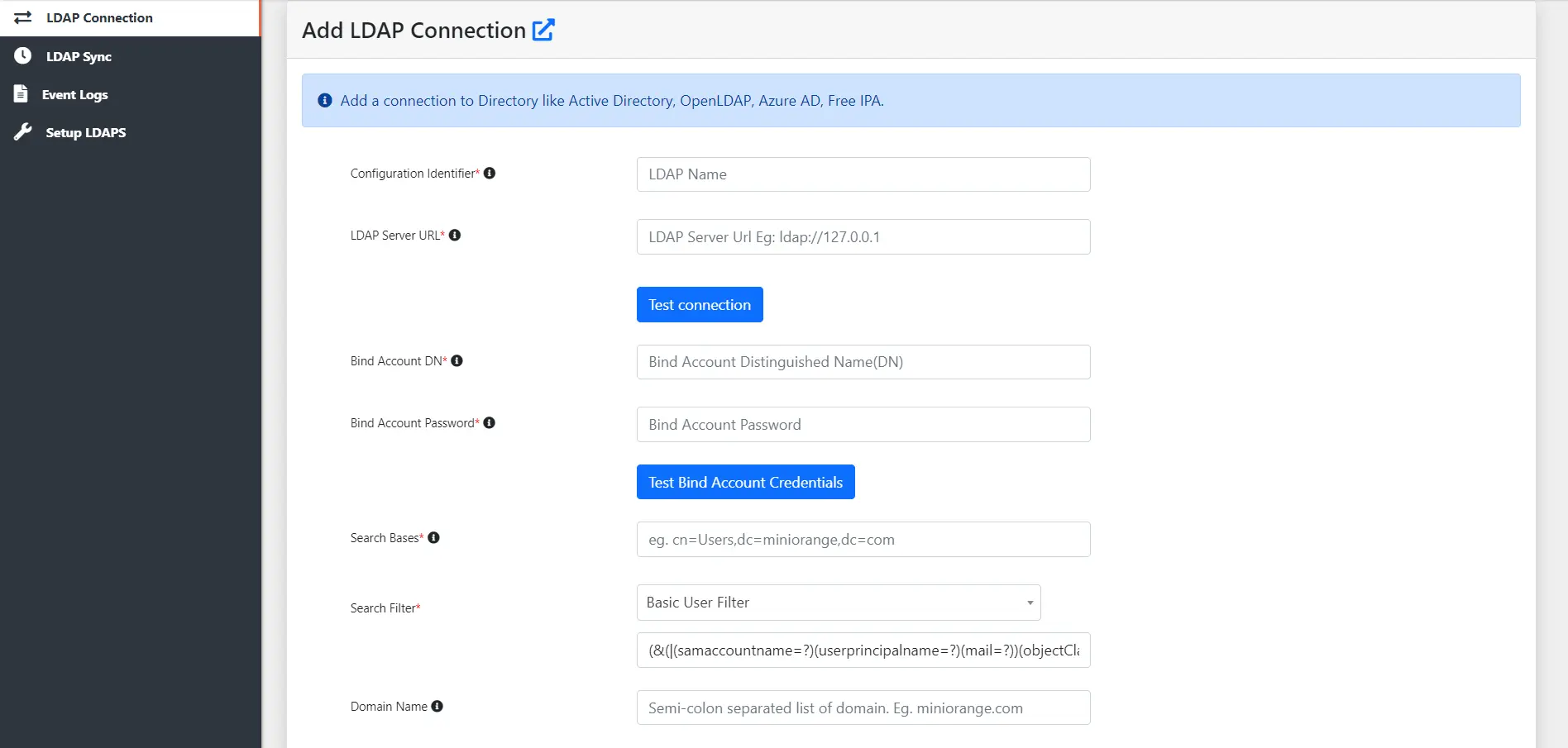 miniOrange ldap gateway configuration