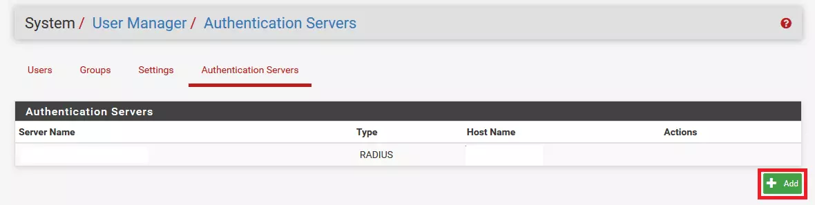 Two-factor authentication (2FA) for OpenVPN on pfSense : Add Server