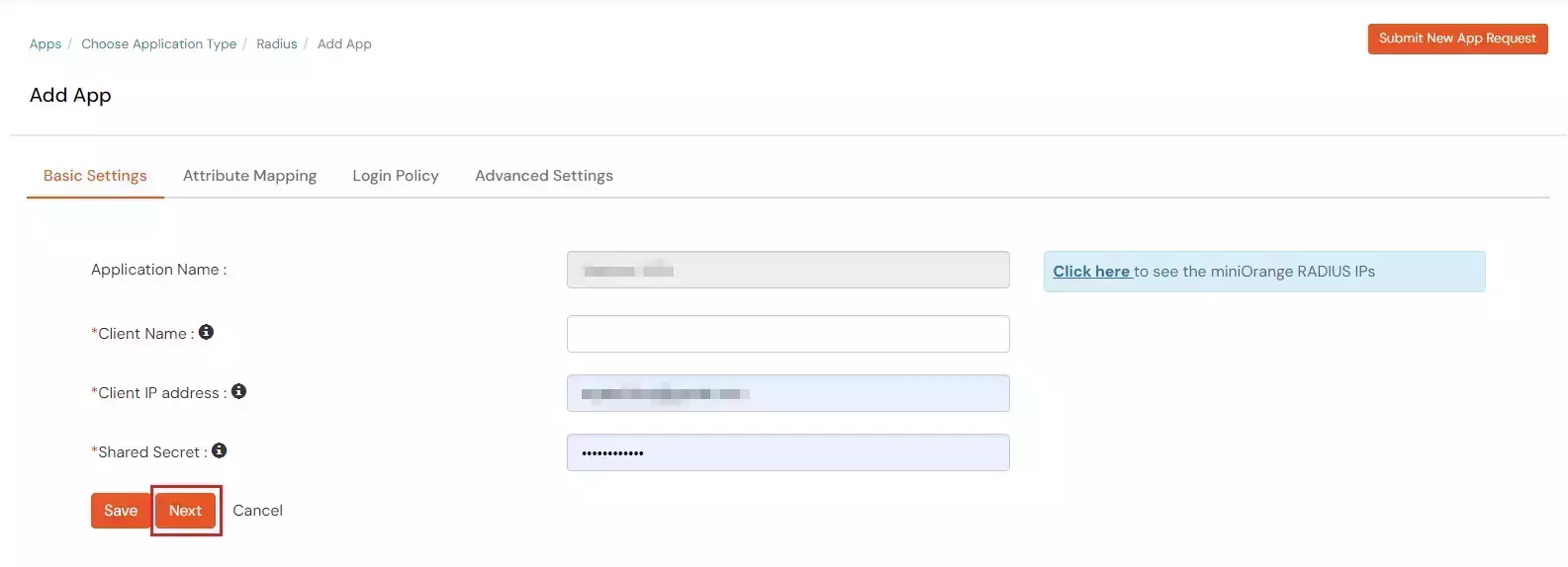 Two-Factor authentication for Meraki Client VPN : Add Radius Client