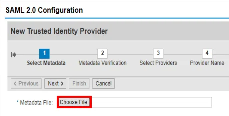 Set up SAP Fiori Single Sign-On (sso): Add miniOrange as a Trusted Provider (Identity Provider) in SAP Fiori (Select metadata)