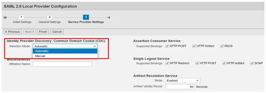 Set up SAP Fiori Single Sign-On (sso): Create a Local Provider (Service Provider) in SAP Fiori (Select selection mode)