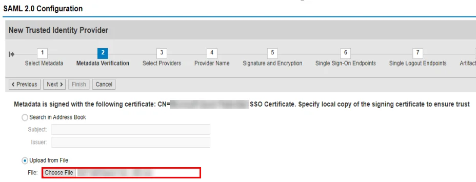 Configure SAP Fiori Single Sign-On (sso): Add miniOrange as a Trusted Provider (Identity Provider) in SAP Fiori (metadata verification)