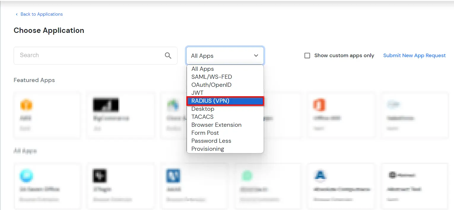 Two-Factor authentication (2FA) for Meraki Client VPN : Create Radius Application
