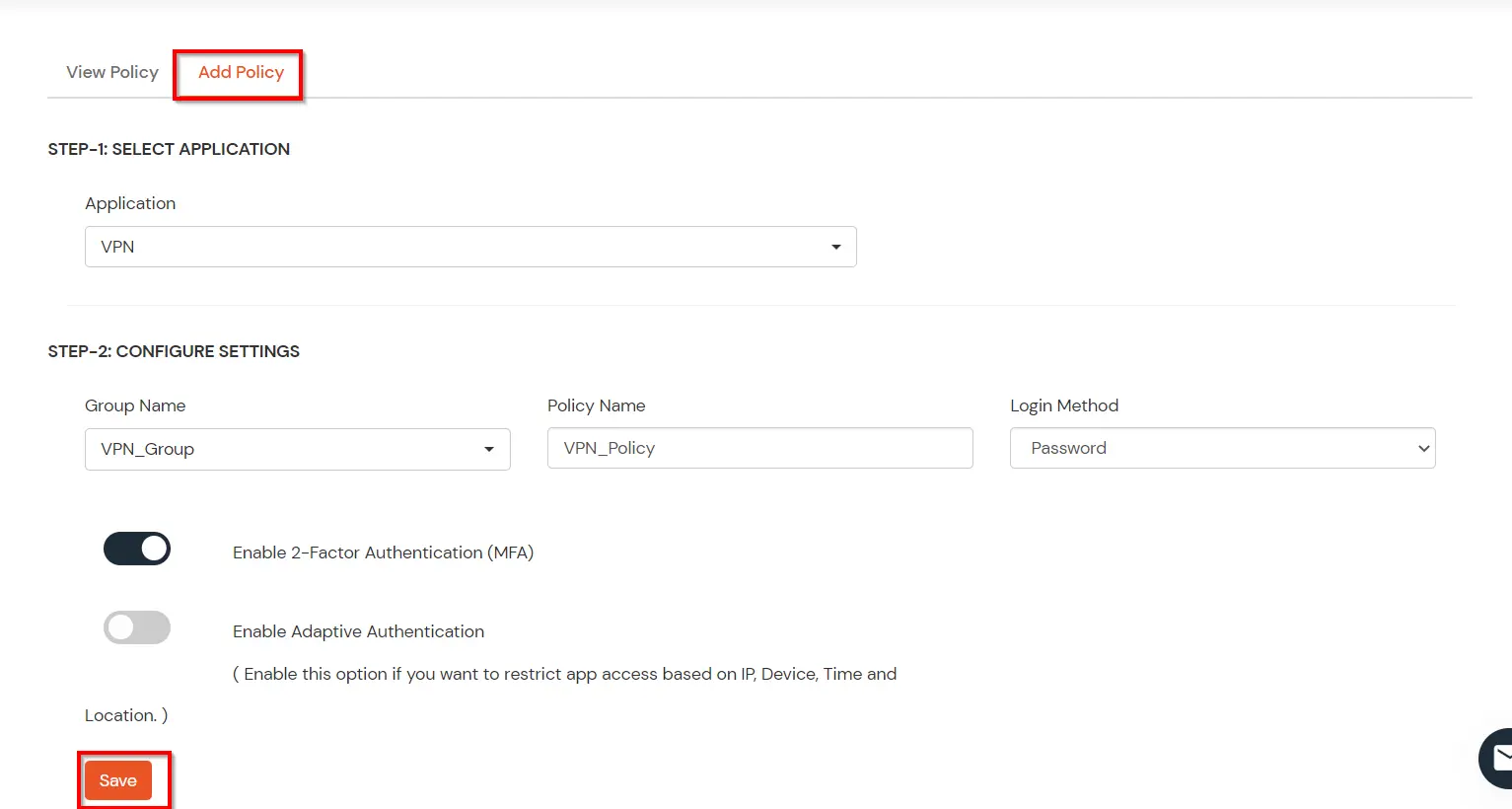 MFA/Two-Factor Authentication(2FA) for Meraki Client VPN App Add Policy