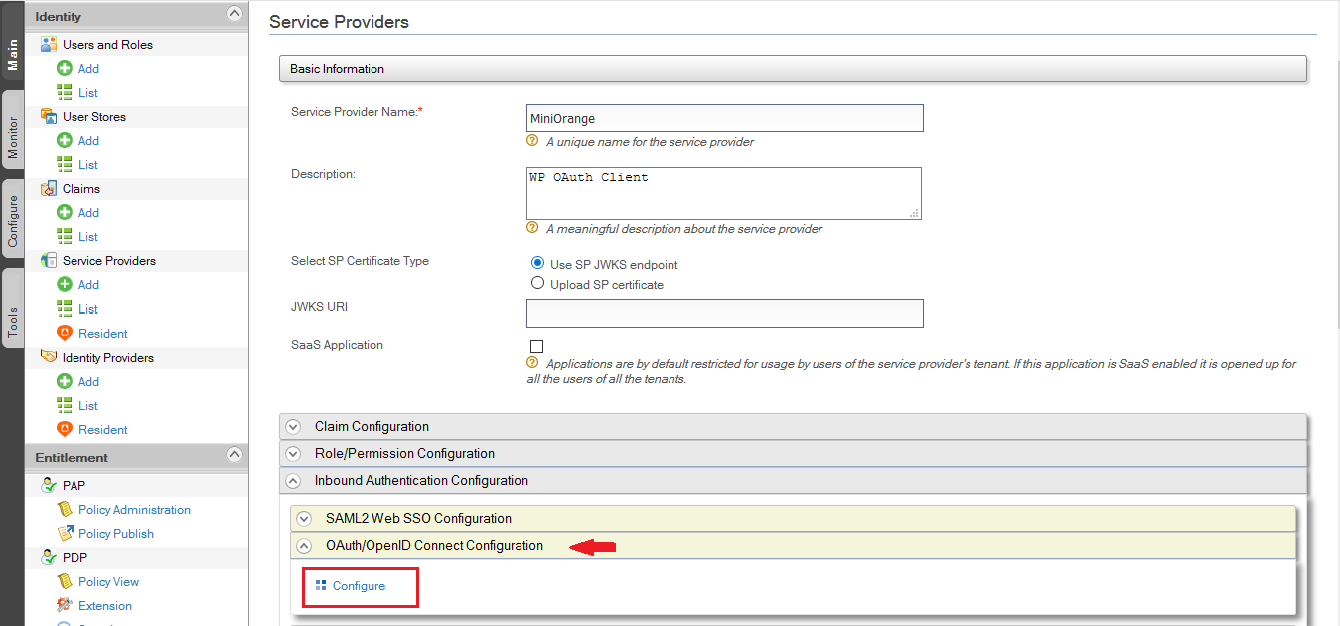WSO2 IS as Identity Provider: Inbound Authentication Configuration