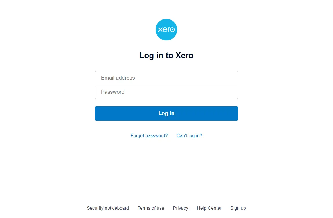 Xero Single Sign-On (sso) user login page